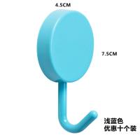 强力粘胶粘钩壁挂厨房衣服创意免钉钩子无痕承重门后小挂钩|大号蓝色10个装