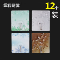 透明挂钩强力粘胶壁挂墙壁承重厨房贴墙上无痕钉架勾子免打孔粘钩|12只装无痕粘钩一烂漫雪花