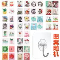 粘钩强力超承重家用无痕挂钩免打孔可爱创意装饰粘贴壁挂墙壁粘胶|10透明款+10个图案随机