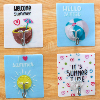 强力免打孔粘胶挂钩粘贴粘钩厨房无痕墙壁吸盘浴室创意强承重壁挂|冰爽夏日系列20个装