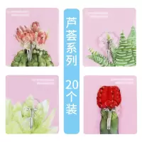 粘钩强力超承重家用无痕挂钩免打孔可爱创意装饰粘贴壁挂墙壁粘胶|芦荟系列20个装