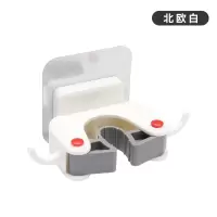 免打孔拖把挂钩强力粘胶卫生间挂拖把架壁挂墙上拖布拖把夹神器hm|北欧白-1个装