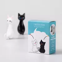 强力粘胶挂钩卡通猫咪可爱墙壁家用门后粘钩墙上创意承重无痕钩子|白色+黑色[2个装]