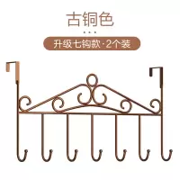 门后挂钩置物架 创意免打孔无痕卧室衣服收纳架 墙壁背式帽钩|古铜色??升级七钩款2个装