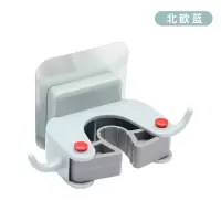免打孔拖把挂钩强力粘胶卫生间挂拖把架壁挂墙上拖布拖把夹神器hm|北欧蓝-1个装