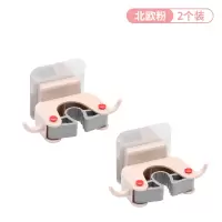 免打孔拖把挂钩强力粘胶卫生间挂拖把架壁挂墙上拖布拖把夹神器hm|北欧粉-2个装