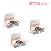 免打孔拖把挂钩强力粘胶卫生间挂拖把架壁挂墙上拖布拖把夹神器hm|北欧粉-3个装