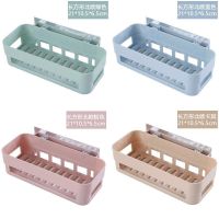 [斤]免打孔浴室厨房收纳架卫生间带毛巾杆挂钩置物架 拼色(随机色) 1个长方形