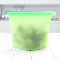 耐高温硅胶密封袋大号加厚保鲜袋家用水果肉食品袋防漏储存收纳袋|绿色1000Ml 1