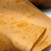 汉堡纸 托盘垫纸烘焙油纸 面包纸防油垫纸英文包装纸商用500张|原色底邮票款100张正方形30x30cm