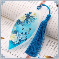 叶脉书签创意复古典中国风学生用小清新古风毕业树叶流苏文艺 3.牡丹