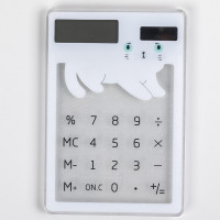 便携式时尚计算器中小学生用可爱卡通型女生迷你计算机太阳能小号|蓝眼白猫