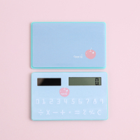 韩国文具迷你薄卡片式太阳能可爱学生财务计算器创意便携小计算机|小果果款：苹果太阳能