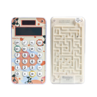 太阳能计算器多功能学生用会计考试专用财务计算器可爱小号韩版糖果色计算机办公用12位小型计算器|迷宫款98154(黄色)