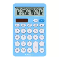 /q1计算器学生用太阳能办公用商务型时尚女计算机器圆形按键带电子琴弹奏手感舒适语音发音计算器|蓝色普通型(双电源不发音)