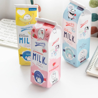 韩国可爱牛奶盒长笔袋大容量初中学生文具盒女简约高中创意铅笔盒