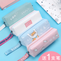 飘带笔袋小学生简约可爱韩国小清新高中初中生中学生帆布文具袋ins女铅笔袋儿童大容量日系创意笔盒一年级