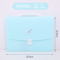 风琴包多层文件夹a4大容量学生试卷分类资料册插页整理袋收纳神器|吉他绿色-13格