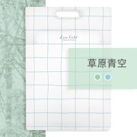 格子印象小清新竖式风琴包a4多层分类文件夹学生试卷收纳袋|草原星空(蓝绿)