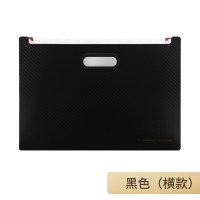 日本都市印象可立式风琴包学生多层横竖版文件夹塑料手提试卷大容量资料册收纳盒子|黑色(横款)
