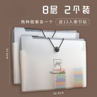 文艺风琴包学生用多层文件夹手提卷子分类韩版收纳盒文件袋女试卷夹多功能大容量透明高中生插|8层_透明太阳_透明树叶送索引贴