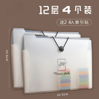 文艺风琴包学生用多层文件夹手提卷子分类韩版收纳盒文件袋女试卷夹多功能大容量透明|12层_透明树叶4个装送索引贴