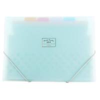 日本淡彩曲奇风琴包卷子收纳整理神器简约小清新中学生资料册a4创意多层办公文件|蓝色[淡彩曲奇]共7层约可装250张A4纸