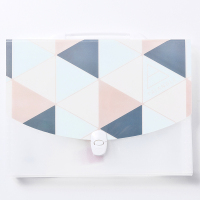 三年二班创意学生a4资料册简约装试卷风琴包多层文件夹手提文件袋|粉格几何A4(12入)