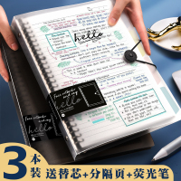 活页本子b5笔记本子学生简约大学生考研笔记本超厚纸网格康奈尔纸加厚a4线圈本活页外壳替芯可拆卸扣环a5夹环