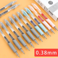 按动中性笔0.38mm小清新学生用考试水笔芯蓝色黑色笔签字笔红笔教师用会议笔碳素子办公按压式中性笔