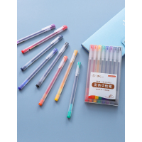 彩色中性笔套装糖果色签字学生做笔记专用多色笔芯混合装全针管手账文具速干手绘画画碳素标记重点水性笔