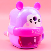 卡通防卡铅削笔机自动进笔卷笔刀转笔刀手动铅笔刀小学生用手摇削笔刀多功能钻刨旋儿童学习美术生削笔器|纪念款-紫色1台