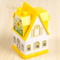 小学生卡通削笔机手摇削笔器旋转铅笔刀卷笔刀削笔刀铅笔绞刨刀|小房子黄色