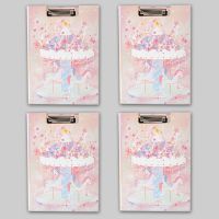 a4纸质双板单夹可爱女生考试垫板学生大文件夹试卷夹z|四件装 朝云