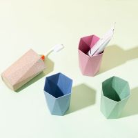 [三个装]混色随机 小麦秸秆刷牙杯家用牙缸情侣洗漱杯家用杯子简约牙刷杯创意漱口杯