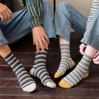 条纹袜子女ins潮情侣中筒袜日系百搭纯棉高腰秋冬长筒袜男中长款