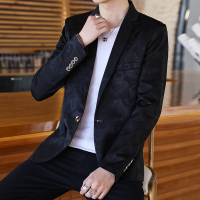 潮牌2020春新款韩版帅气加绒修身商务休闲小西装男外套发型师上衣