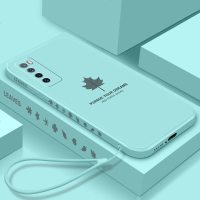 华为nova7手机壳创意直边nova7pro手机套液态硅胶超薄防摔nova7se保护套简约个红叶子带挂绳超薄男女