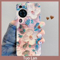 莱圳发适用于华为p60手机壳p40pro蓝光p50pro油画山茶花p50e/p30新款立体水钻nova10/9/8荣耀