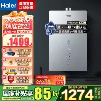 海尔(Haier)燃气热水器天然气增压变频水伺服恒温家用洗澡大水量多重安防健康洗APP智能13L [WM6]节能双一级