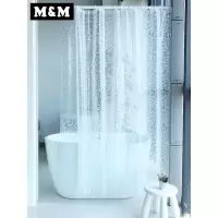 MEVA防水加厚卫生间浴室帘帘隔断帘送钩免打孔小石头浴帘 三维工匠