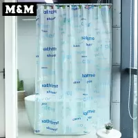 MEVA防水加厚浴室帘送钩小清新卫生间隔断帘沐浴时光浴帘 三维工匠