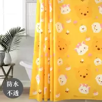 浴室帘防水帘子隔断帘卡通帘卫生间免打孔浴帘套装遮挡帘拉挂帘 三维工匠