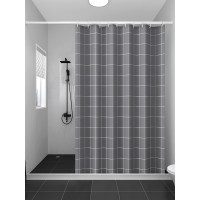 磁性浴帘套装免打孔浴室防水布干湿分离隔断挡水条卫生间挂帘子 三维工匠