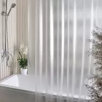 浴帘套装免打孔卫生间半透明防水加厚帘子淋浴洗澡隔断帘挂帘 三维工匠