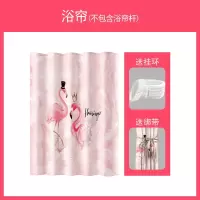 防水浴帘套装免打孔卫生间隔断布帘日式浴室沐浴帘窗帘挂帘子 三维工匠