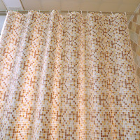 马赛克浴帘防水加厚沐浴帘浴室帘 卫生间挂帘隔断遮挡帘子 三维工匠