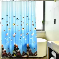 塑料隔断帘子浴帘伸缩杆套装直杆免打孔防水加厚遮挡帘窗帘 三维工匠