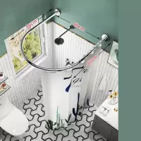 浴室防水浴帘套装磁性免打孔防水卫生间隔断帘防水加厚U 三维工匠