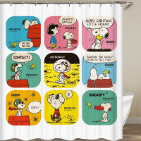 PEANUTS史努比 卡通浴帘防水墙布挡水帘窗帘涤纶布帘SNOOPY 三维工匠